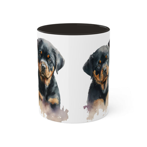 Rottweiler Pupies - Color Accent Mugs, 11oz